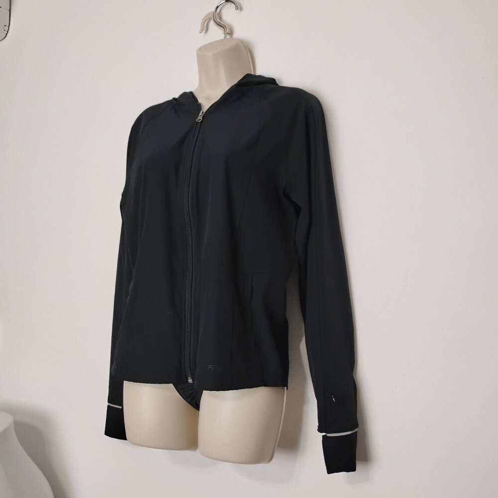 Fit2RUN Women's Black Full-Zip Hooded Performance Black Jacket Medium